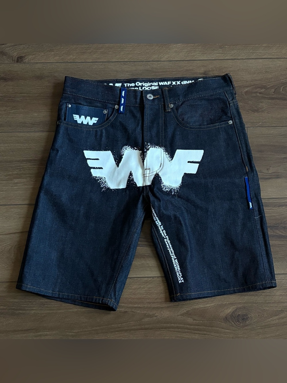 Men Selvedge Raw Denim Shorts Dark Wash Waist 30 WAF x Fingercroxx 100% Cotton